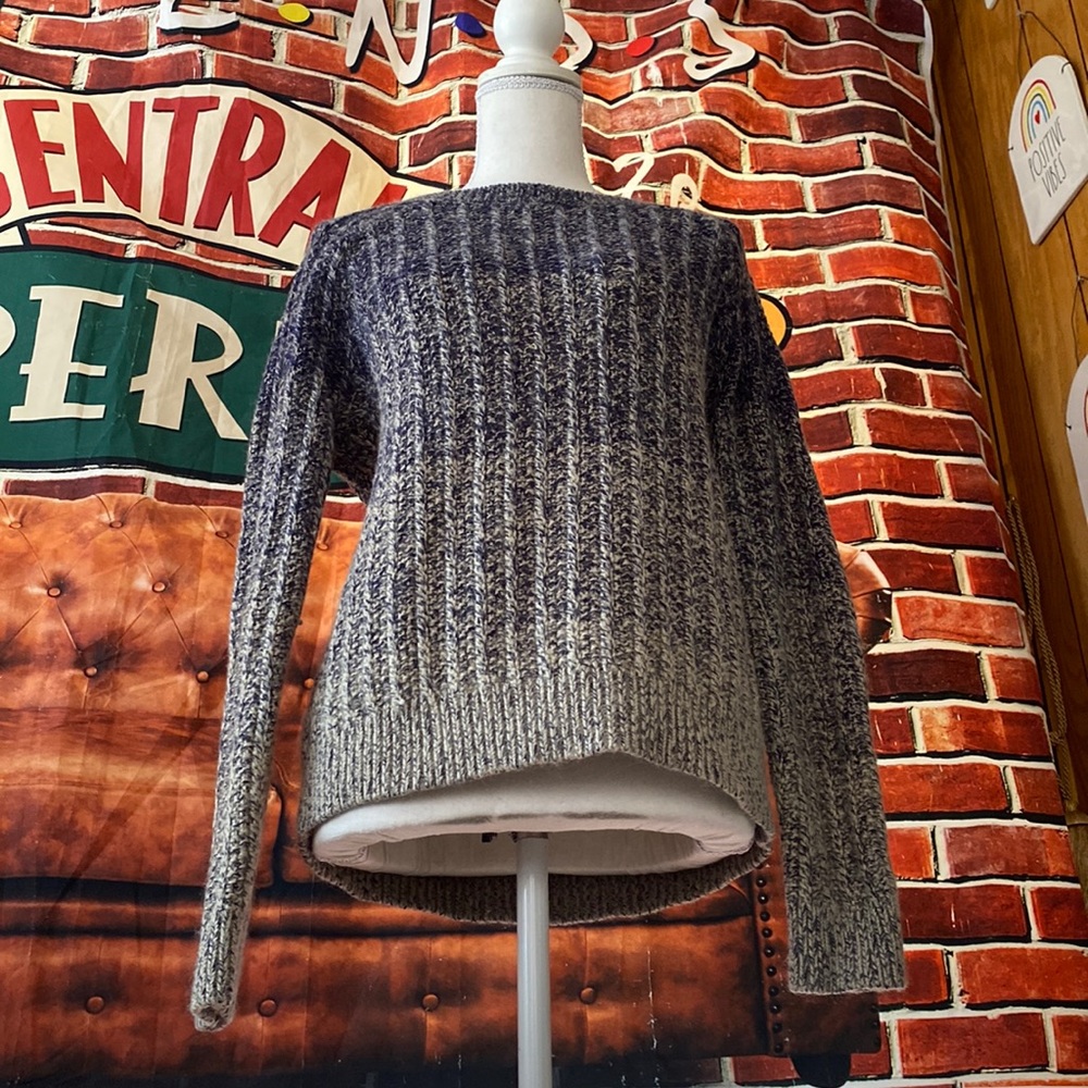 LUCKY BRAND BLUE AND GREY OMBRÉ COLOR LADIES CABLE KNIT SWEATER SIZE MEDIUM